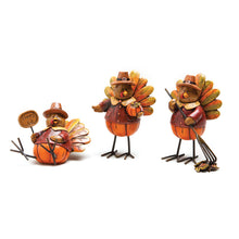 Load image into Gallery viewer, Polystone Pumpkin Pilgrim Turkey Figurine, 4in
