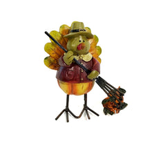 Load image into Gallery viewer, Polystone Pumpkin Pilgrim Turkey Figurine, 4in
