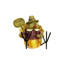 Load image into Gallery viewer, Polystone Pumpkin Pilgrim Turkey Figurine, 4in
