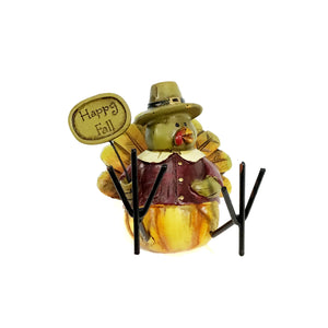 Polystone Pumpkin Pilgrim Turkey Figurine, 4in