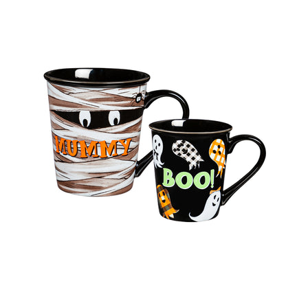 Mommy & Me Ceramic Mug Set, Mummy/Boo 16oz/8oz