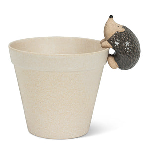 Climbing Hedgehog Ceramic Pot Hanger, 3.5in