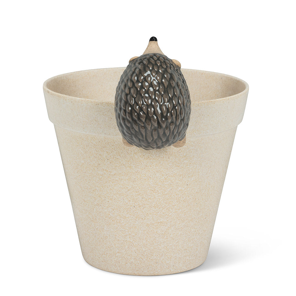 Climbing Hedgehog Ceramic Pot Hanger, 3.5in
