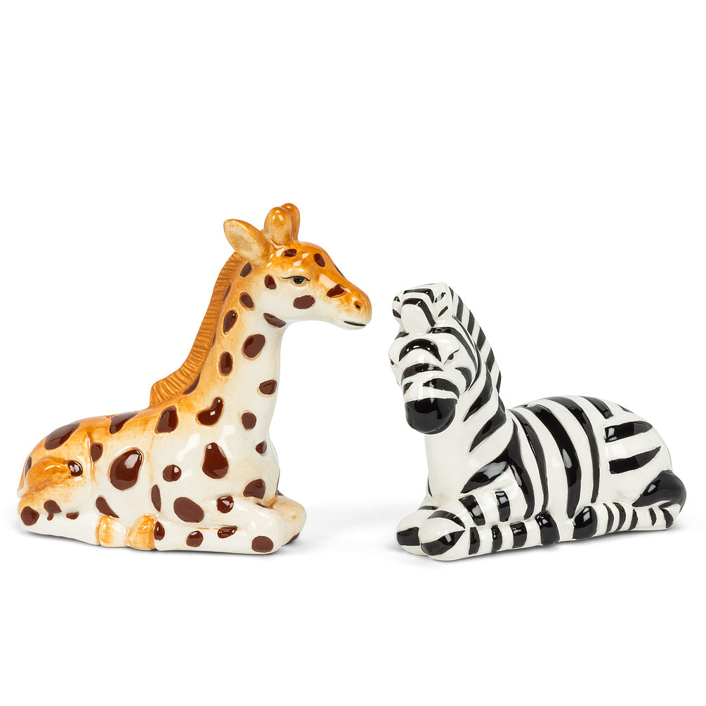 Giraffe & Zebra Salt & Pepper Shakers, Set of 2