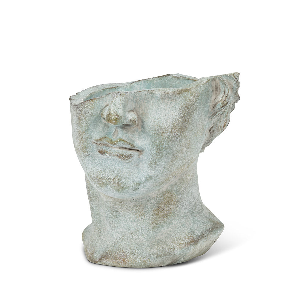Planter, Cement, Half Male Face Sculpture