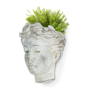 Pot, 4in, Cement, Goddess Head Wall Planter