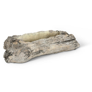 Planter, 12in, Cement, Slim Faux Log