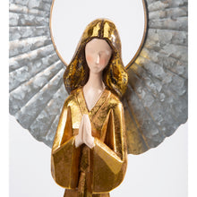 Load image into Gallery viewer, Golden Angel Metal Statue with Praying Hands, 36in
