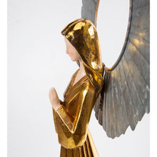 Load image into Gallery viewer, Golden Angel Metal Statue with Praying Hands, 36in
