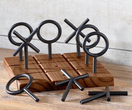 Metal & Wood Tic Tac Toe Table Decor