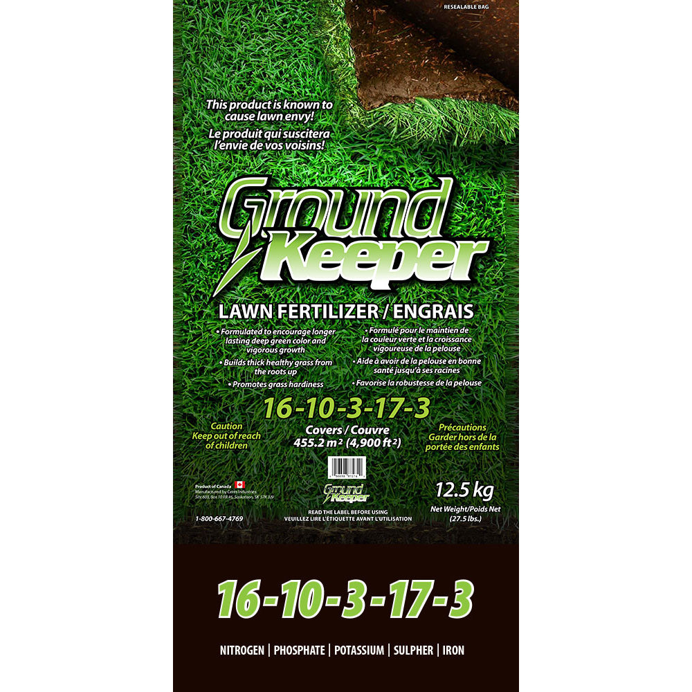 GroundKeeper Lawn Fertilizer, 16-10-3-17-3, 12.5kg