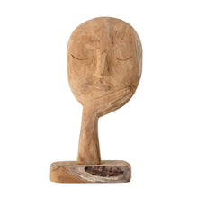 Load image into Gallery viewer, Hand-Carved Teak Wood Face Resting on Hand
