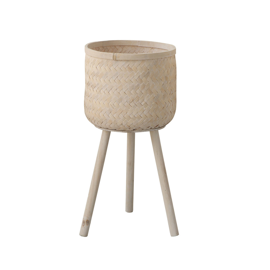 Pot, 12in, Bamboo, Woven Basket with Legs