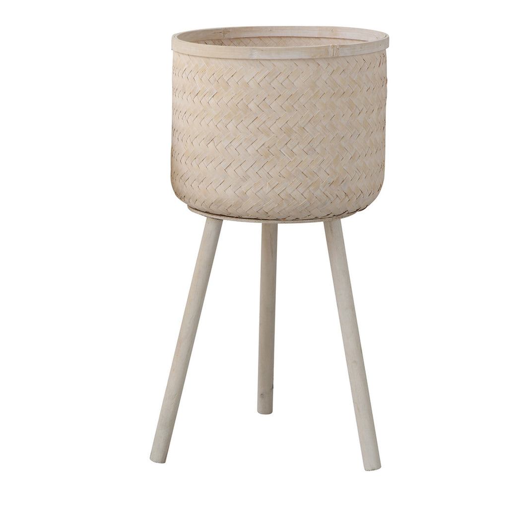 Pot, 14in, Bamboo, Woven Basket with Legs