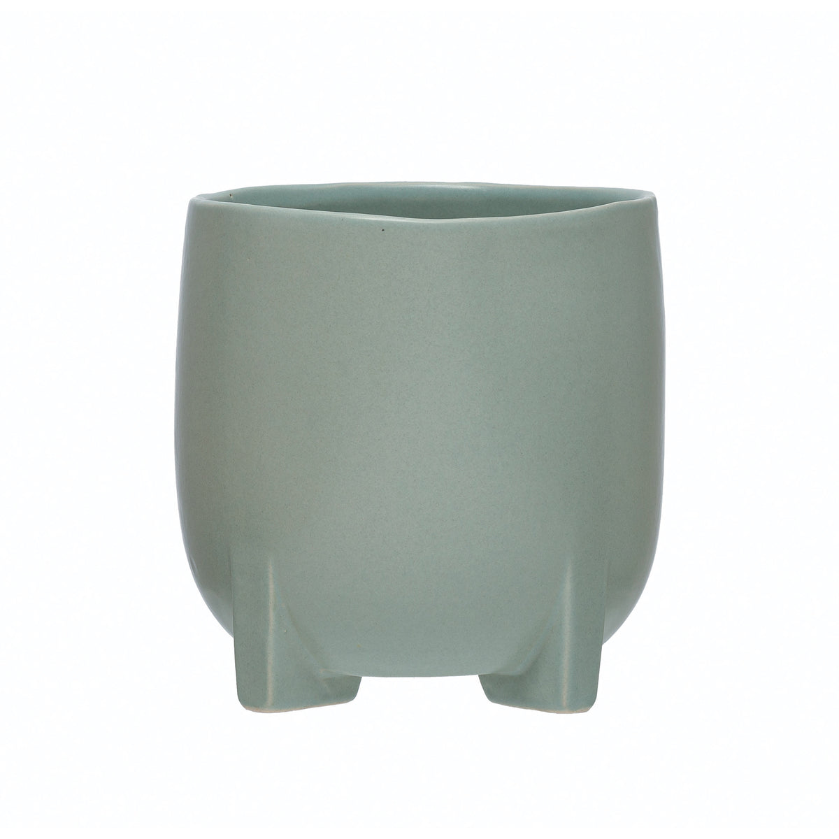 Pot, 4in, Stoneware, Footed Rounded Bottom, Blue