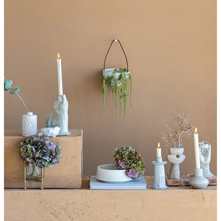 Planter, 8in, Terracotta, White Hanging Cone