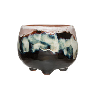 Pot, 4in, Terracotta, Multicolor Reactive Glaze