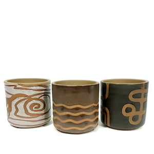 Pot, 3in, Terracotta, Brown Pattern, 3 Styles