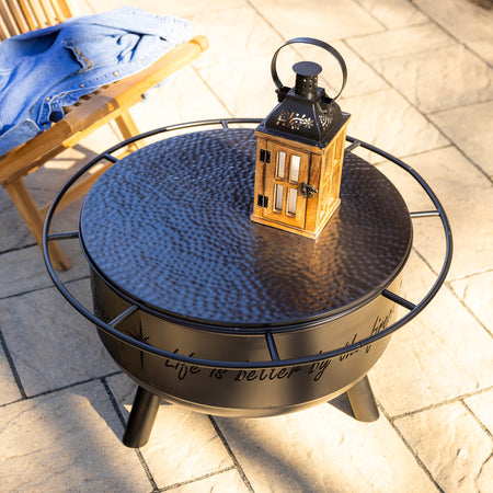 Hammered Iron Fire Pit Table Top/Cover, 24in dia