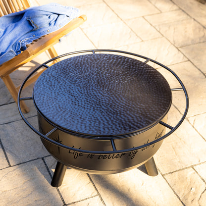 Hammered Iron Fire Pit Table Top/Cover, 24in dia
