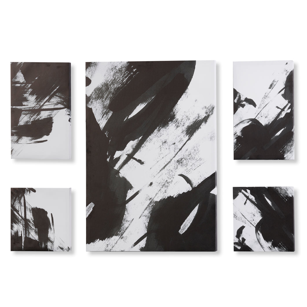 Black & White Abstract Canvas Prints, Set of 5