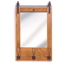 Load image into Gallery viewer, Framed Barn Door Wall Mirror with Hooks, 26in
