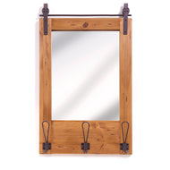 Framed Barn Door Wall Mirror with Hooks, 26in