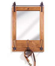 Load image into Gallery viewer, Framed Barn Door Wall Mirror with Hooks, 26in
