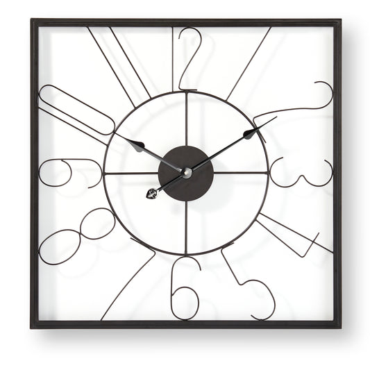 Black Metal Square Outdoor Wall Clock