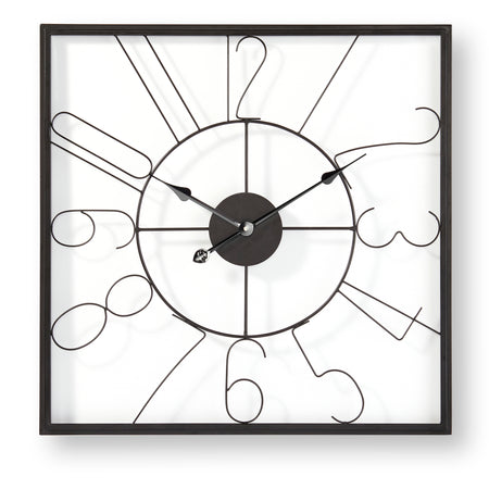 Black Metal Square Outdoor Wall Clock