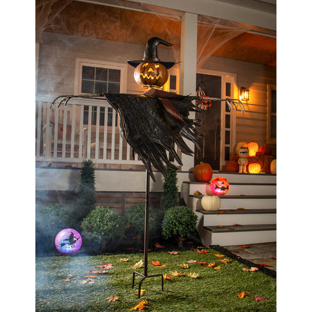 Oversized Jack O'Lantern Scarecrow Stake, 67.5in