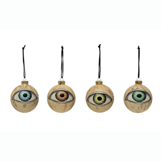 Glass Eyeball Ornament, 3in, 4 Colours