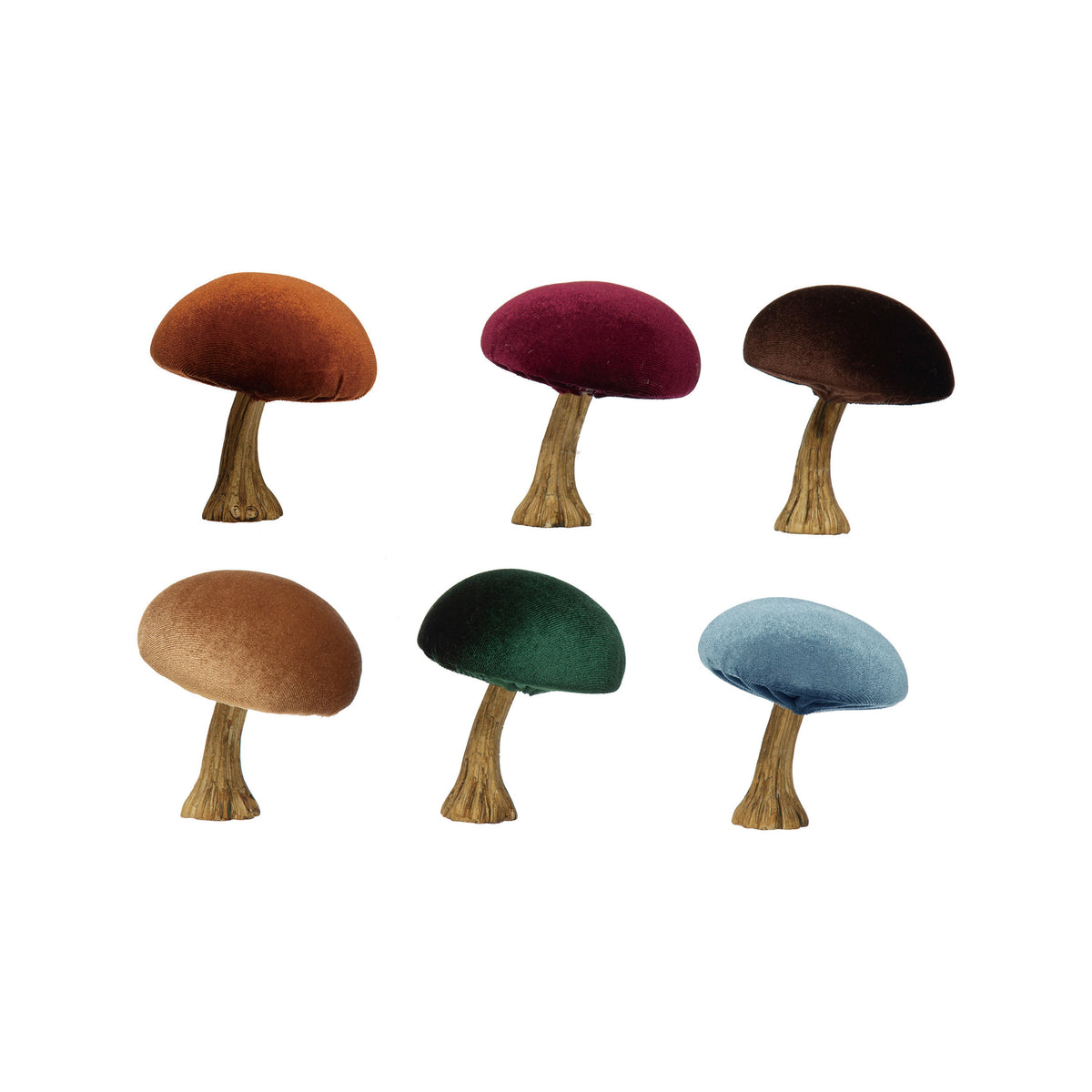 Velvet Mushroom with Resin Stem, 3.75in, 6 Colours