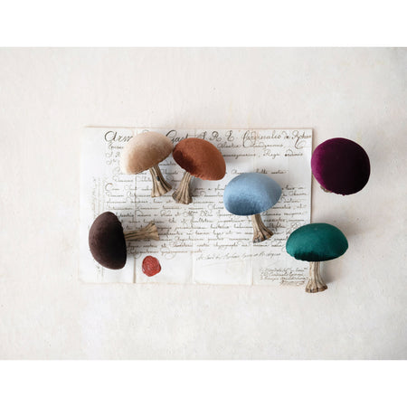 Velvet Mushroom with Resin Stem, 3.75in, 6 Colours