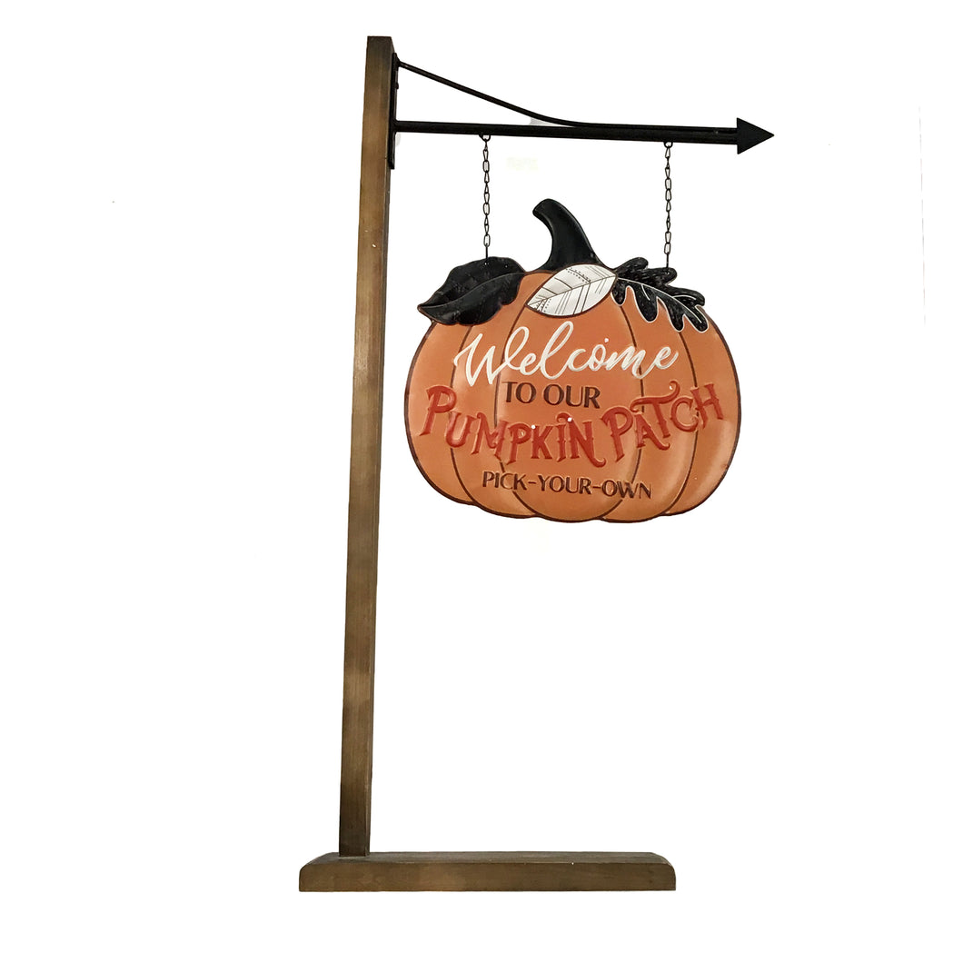 Welcome to Our Pumpkin Patch Metal Sign with Stand