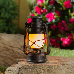 LED Battery-Operated Lodge Lantern, Bronze