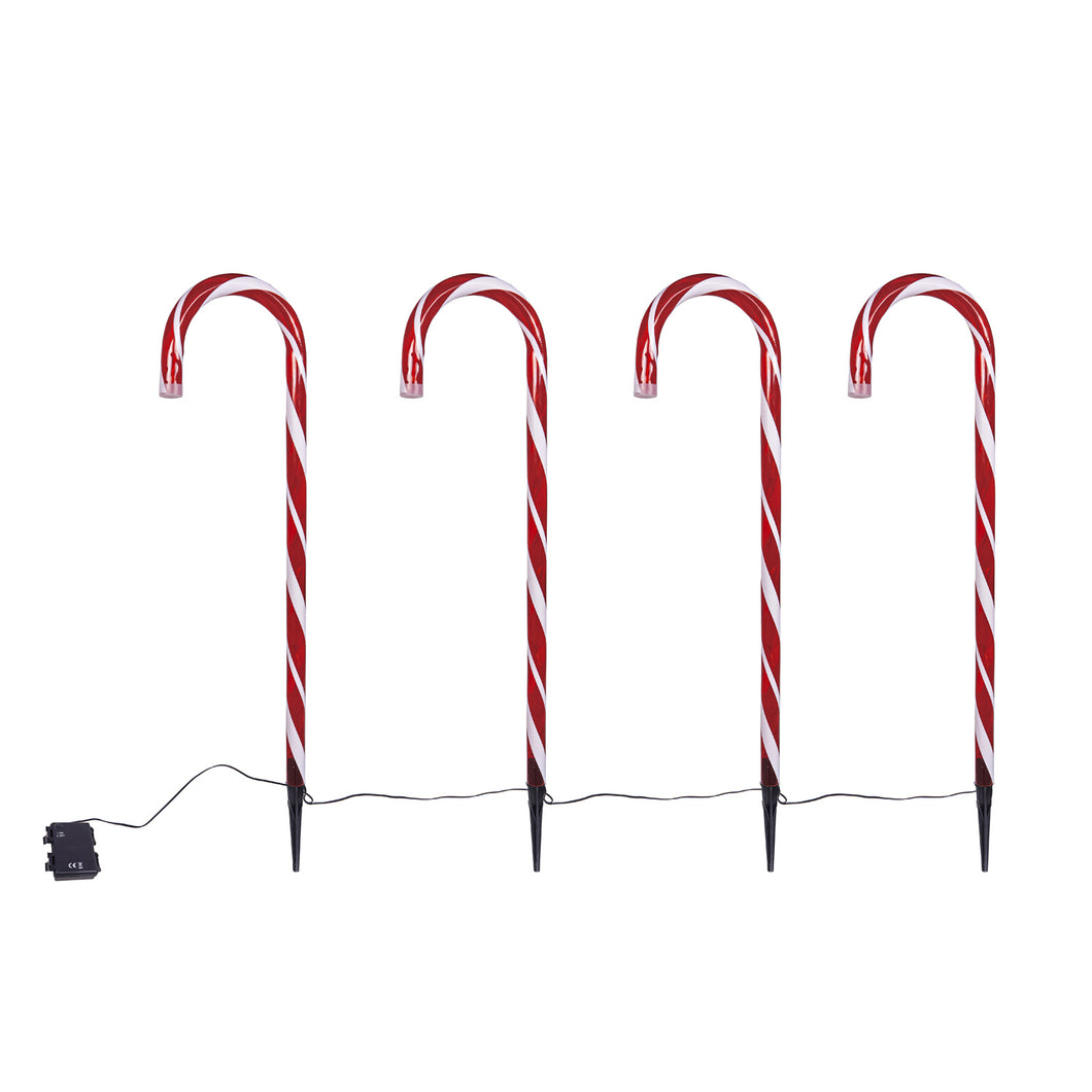 LED Candy Cane Garden Stakes, 30in, Set of 4