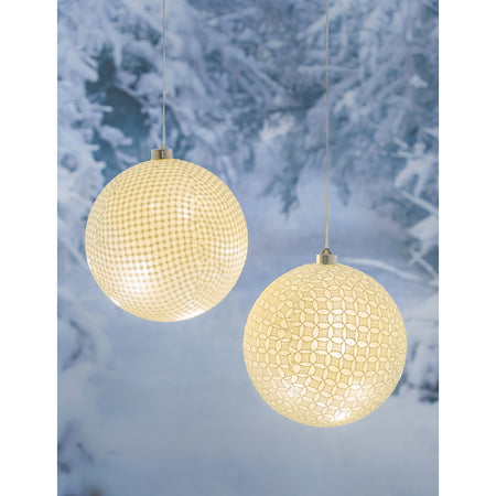 Outdoor LED Glitter Laced Ornament, 8in, 2 Styles