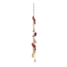 Load image into Gallery viewer, Beaded Cardinal &amp; Metal Bells Wind Chime, 34in
