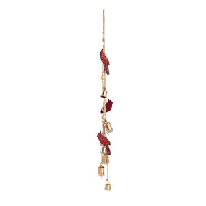 Beaded Cardinal & Metal Bells Wind Chime, 34in