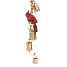 Load image into Gallery viewer, Beaded Cardinal &amp; Metal Bells Wind Chime, 34in
