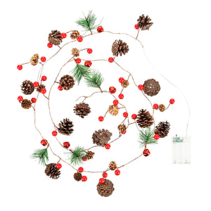 Pinecone Rattan String Light with Metal Bells, 6ft