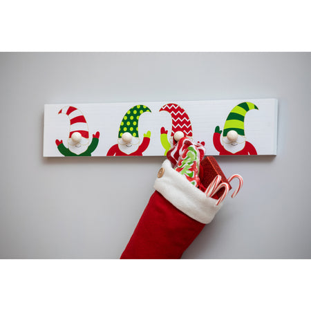 Christmas Gnomes Stocking Holder, 4 Hook