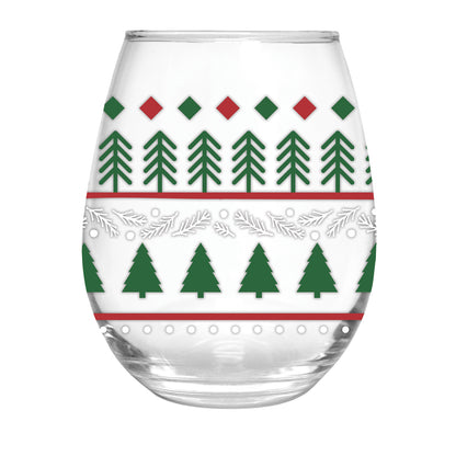 Stemless Wine Glass w/ Box, Sweater Weather Trees