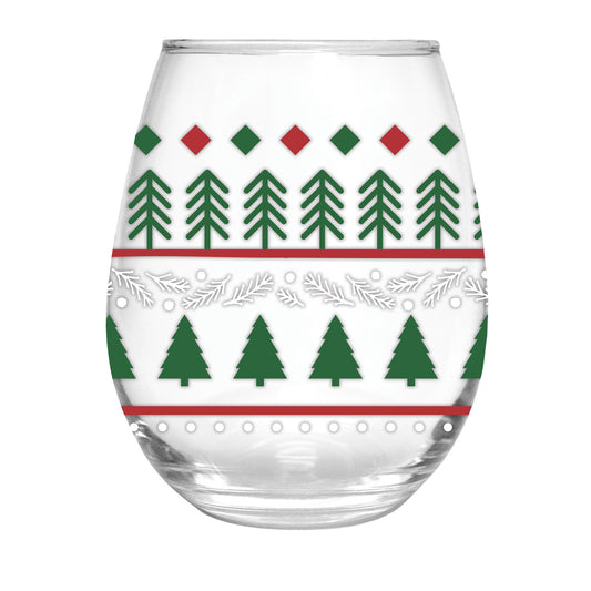 Stemless Wine Glass w/ Box, Sweater Weather Trees