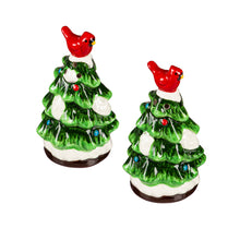 Load image into Gallery viewer, Christmas Tree with Cardinal Salt &amp; Pepper Shakers
