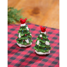 Load image into Gallery viewer, Christmas Tree with Cardinal Salt &amp; Pepper Shakers
