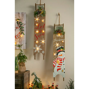 Wooden LED Sled Wall Decor, 2 Styles