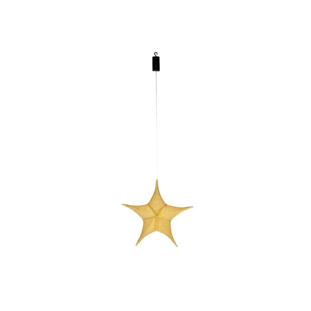 Indoor/Outdoor Lighted Fabric Star, Gold, 17in