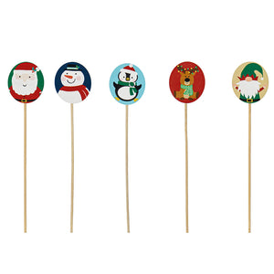 Wood Christmas Characters Plant Picks, Set of 5